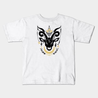 Black and Gold Zodiac Sign CAPRICORN Kids T-Shirt